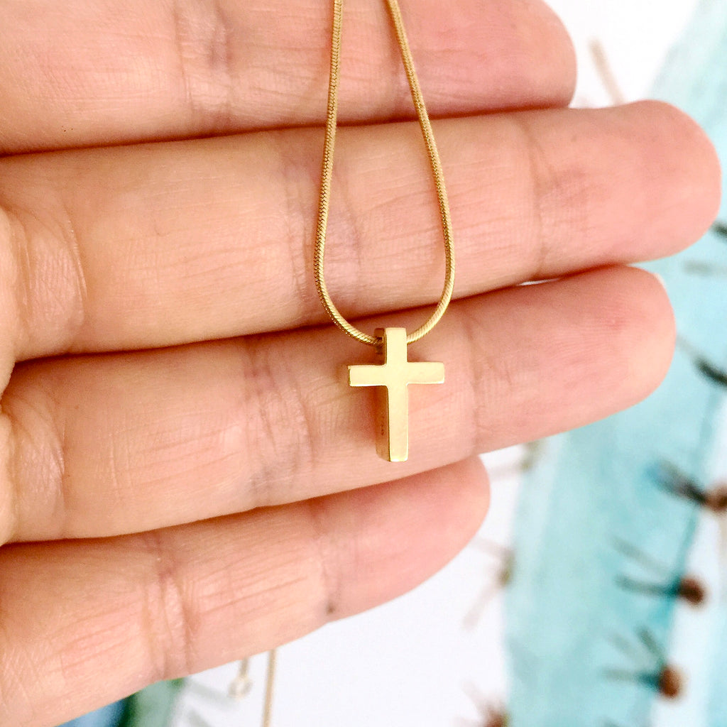 Yellow Gold Baby Cross Necklace 18ct