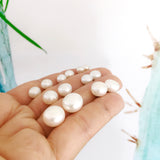 sterling silver White freshwater pearl button studs- Various sizes