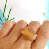 Sterling Silver Pale yellow Agate Era Ring