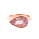 Rose Gold Simplicity Pear Rose Quartz Ring