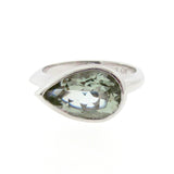 White Gold Simplicity Pear Green Amethyst Ring
