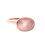 Rose Gold Large Oval Simplicity Rose Quartz Ring