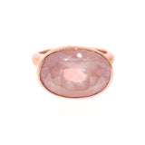 Rose Gold Large Oval Simplicity Rose Quartz Ring