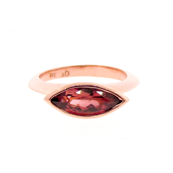 Rose Gold Simplicity Marquise Pink Tourmaline Ring