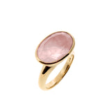 Yellow Gold Large Oval Simplicity Rose Quartz Ring
