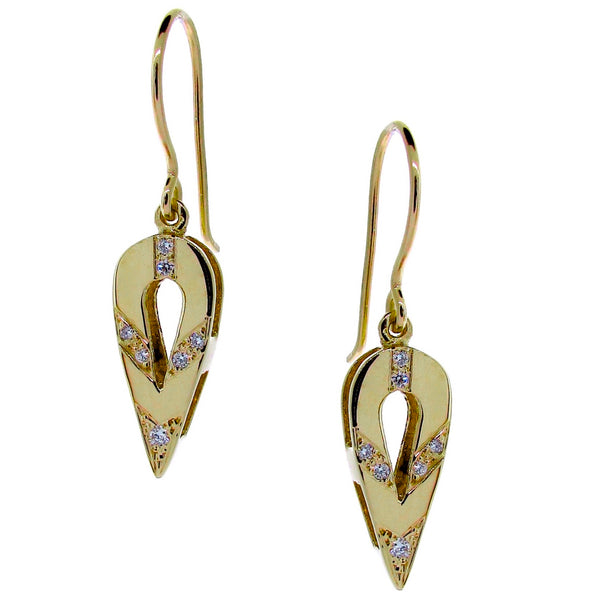 Yellow Gold Small Diamond Travelling Earrings