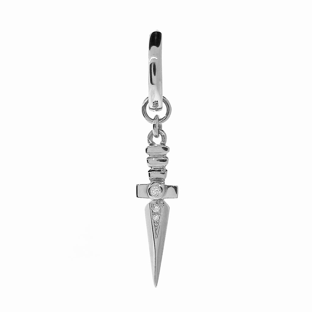 White Gold Diamond Dagger Huggie Charm