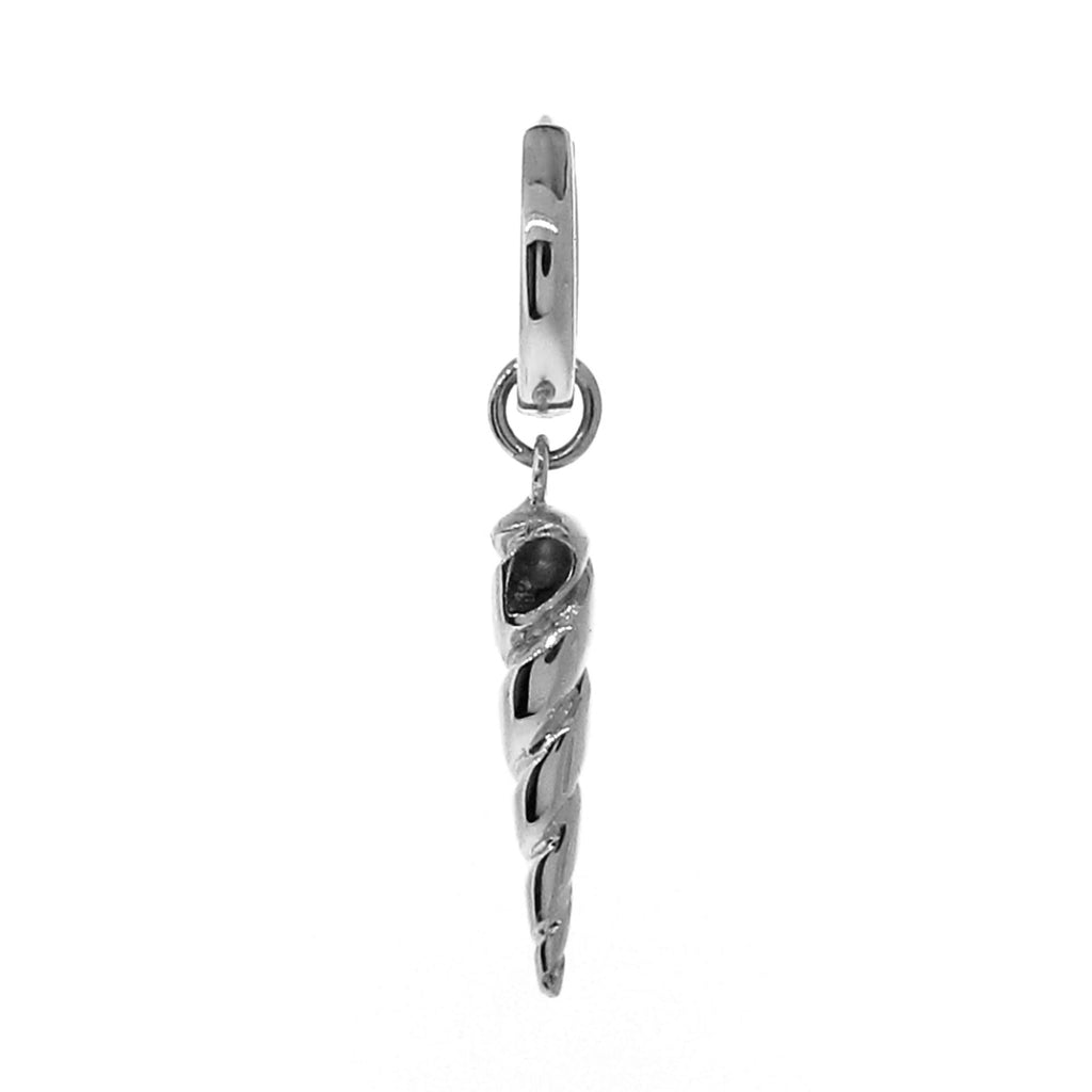 White Gold Long Spiral Shell Huggie Charm