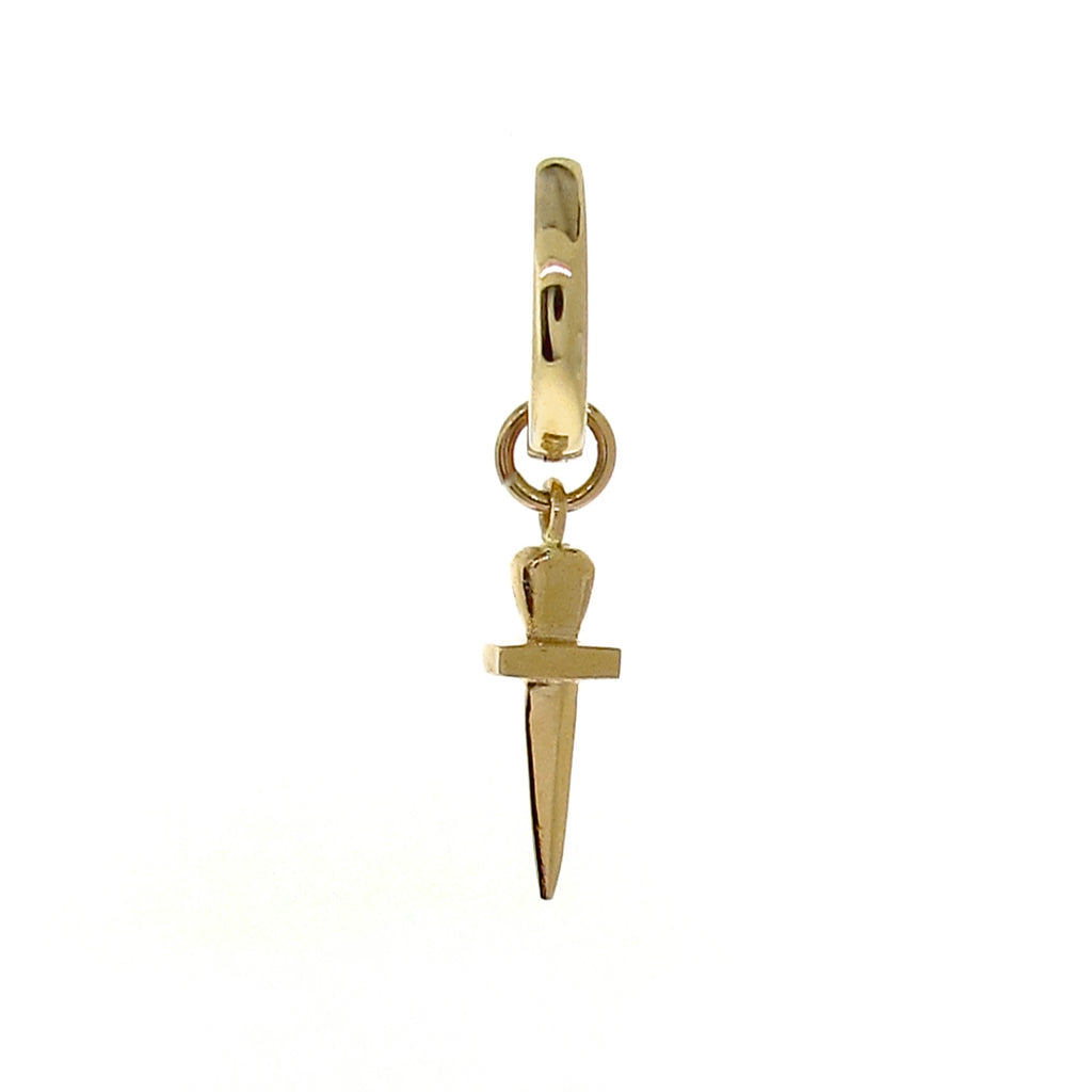 Yellow Gold Small Dagger Huggie Charm
