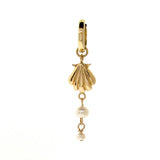 Yellow Gold Plain or Pearl Drop Clam Shell Huggie Charm