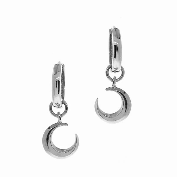 Sterling Silver Crescent Moon Huggie Charm