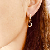 Yellow Gold Crescent Moon Huggie Charm