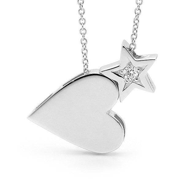 White Gold Diamond 'Heart & Star' Necklace
