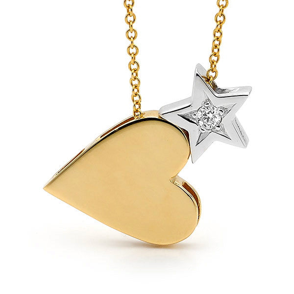 White & Yellow Gold Diamond 'Heart & Star' Necklace