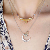 Large White Gold Diamond Moon & 2 Stars Necklace