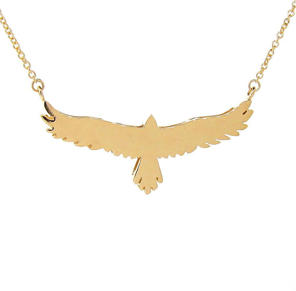 Yellow Gold open-winged eagle necklace