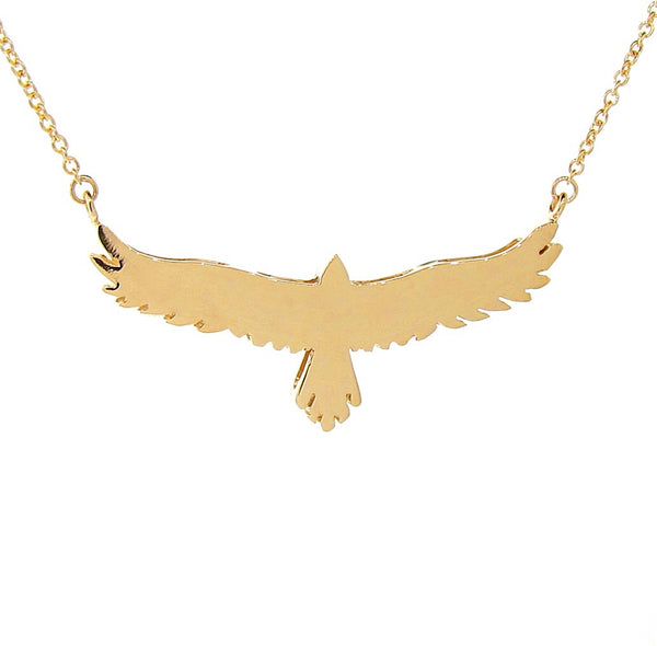 Yellow Gold open-winged eagle necklace
