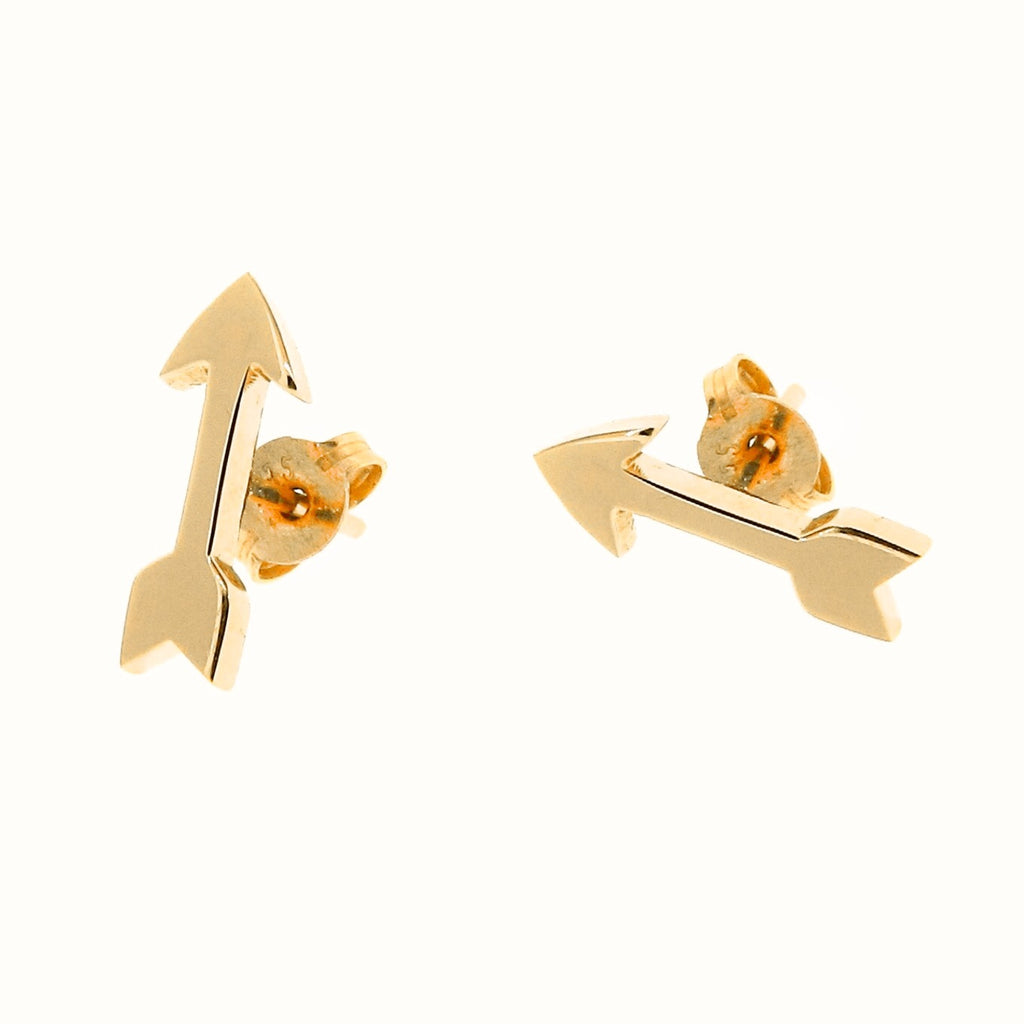 Yellow gold arrow stud earrings