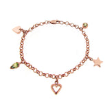 Rose Gold Green Sapphire Symbolism Charm Bracelet