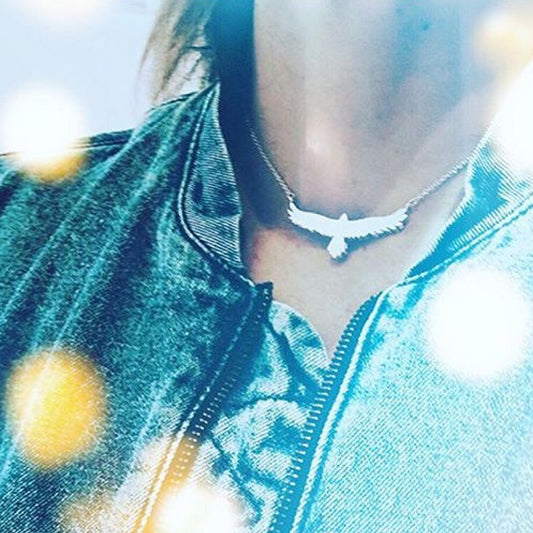 sterling silver open-winged eagle necklace