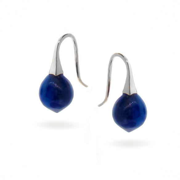 Sterling Silver  Small Lapis Lazuli Short Drop Earrings