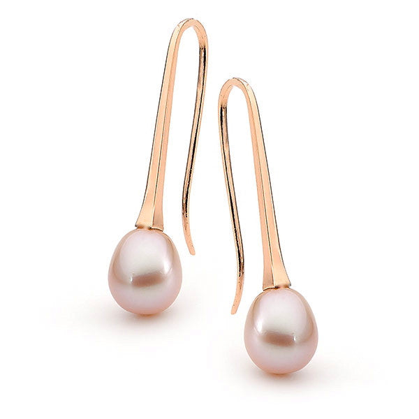 Gold Pink Pearl Medium Drop Earrings