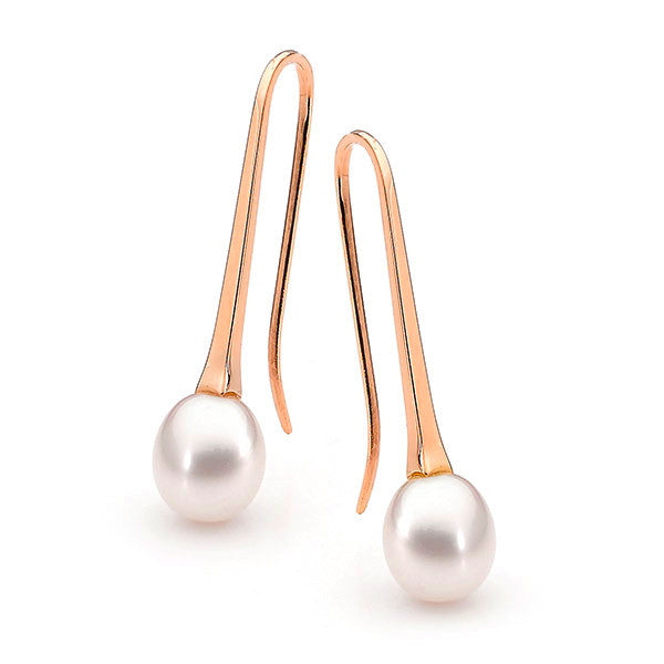 Rose gold White Pearl Medium Drop Earrings