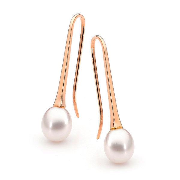 Rose gold White Pearl 'MediumDrop' Earrings