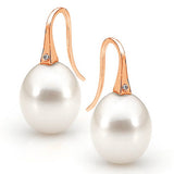 Rose gold and Diamond White Large Pearl Drop Earrings
