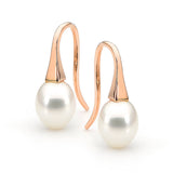 Rose Gold Small White Pearl 'ShortDrop' Earrings