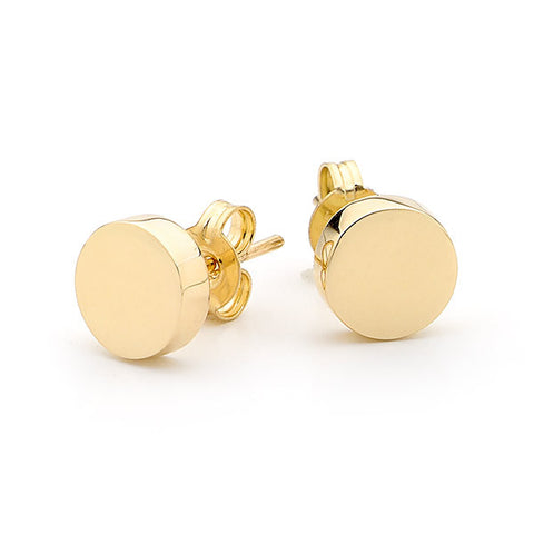 Yellow Gold Disc Stud Earrings