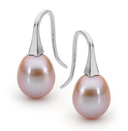 Sterling Silver Medium Pink Pearl 'ShortDrop' Earrings