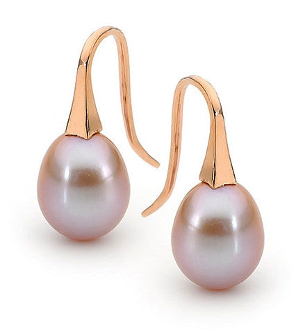 Rose gold Medium Pink Pearl 'ShortDrop' Earrings
