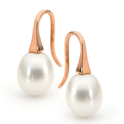Rose gold Medium White Pearl 'ShortDrop' Earrings