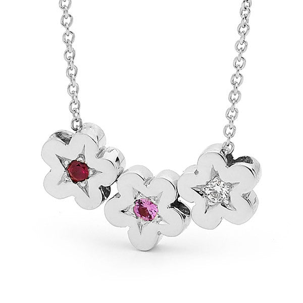 Sterling Silver 3 Blossoms Necklace
